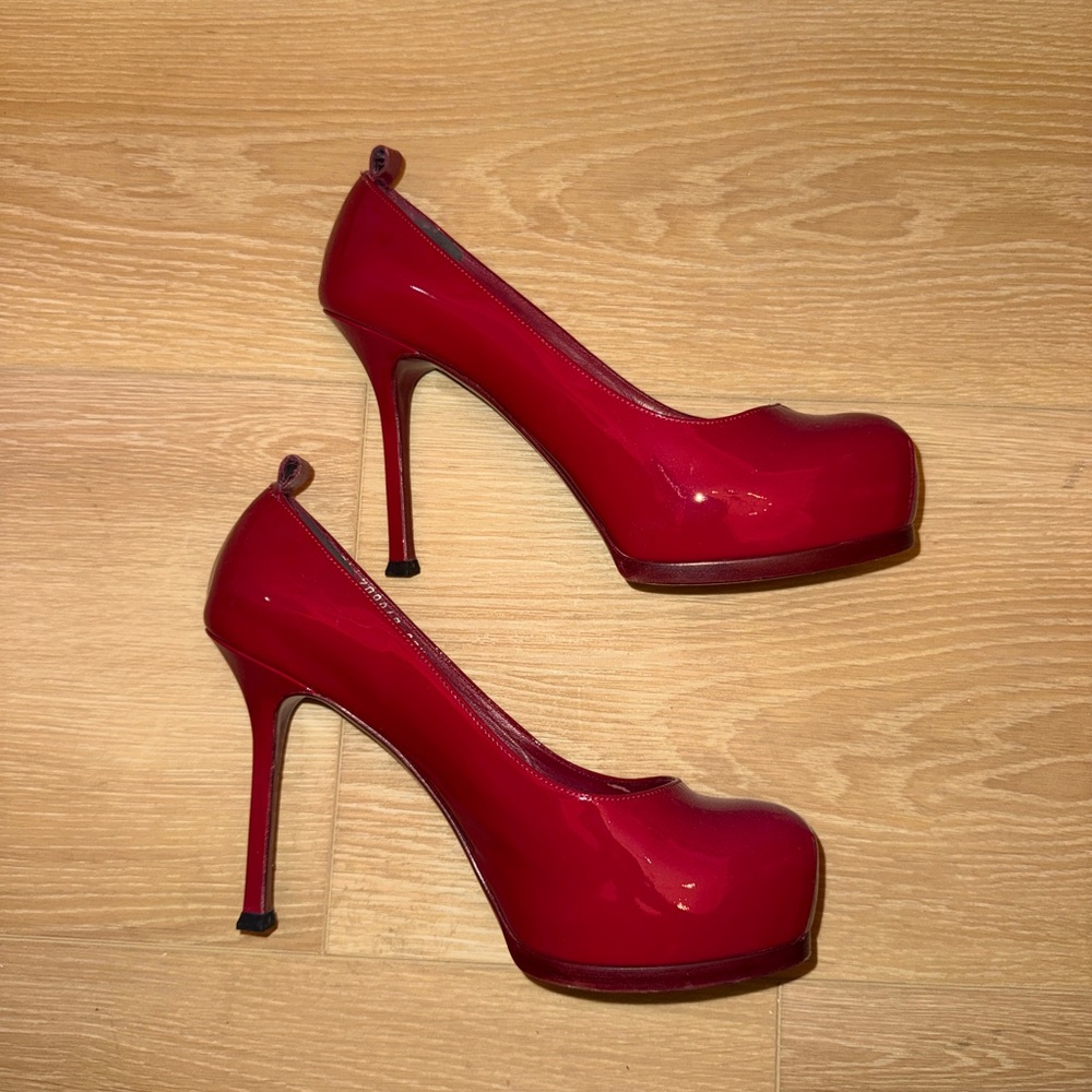 Yves Saint Laurent Patent Red Leather Pumps